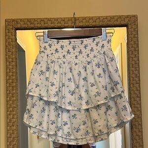 Hollister Floral Skater Mini Skirt with Ruffled Tiers
